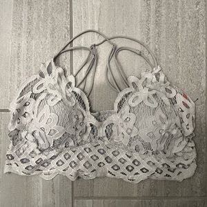 Grey Strappy Lace Bralette